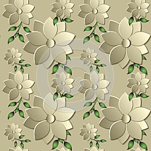 Plastic flowers in the shape of Japanese sakura. Floral  background.