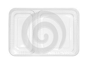 Plastic food box two compartment separated top view