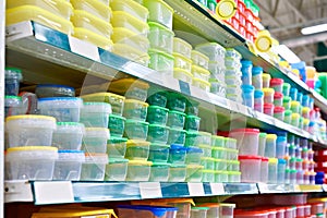 Plastic food boxes in store