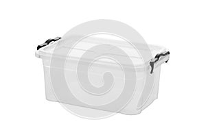 Plastic food container isolated on white background with clipping path