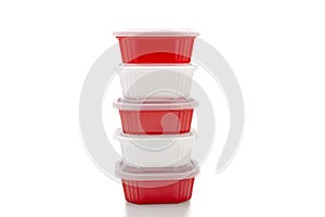 Plastic food container on a white background