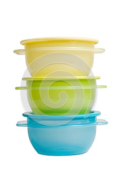 Plastic food containers like tupperware