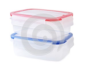 Plastic food storage containers isolated