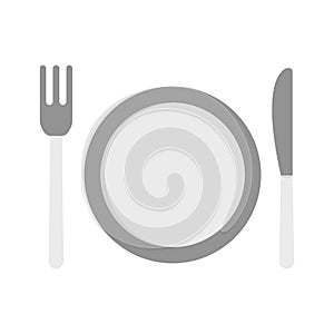 Plastic fork plate knife icon, flat style