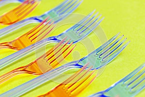 Plastic forks pattern. Green ecology minimal concept idea