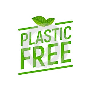 Plastic free green icon badge. Bpa plastic free chemical mark zero or 100 percent clean