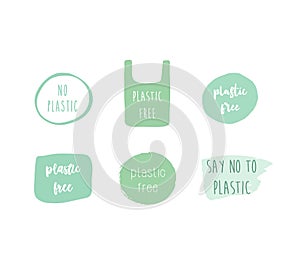 Plastic free green labels set design