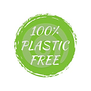Plastic free icon or logo. Green eco badge or sticker. Vector illustration.