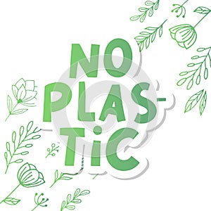 Plastic free product sign for labels, stickers no plastic lettering