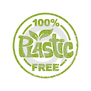 Plastic free stamp in grungy textured style