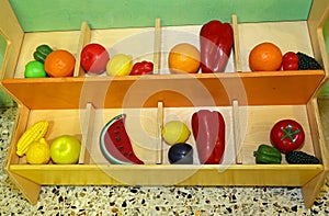 Plastic fruit to play in preschool children