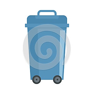 Plastic garbage bin icon flat isolated vector