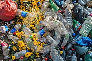 Plastic garbage in nature. Rethinking waste