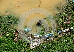 Plastic garbage in the river