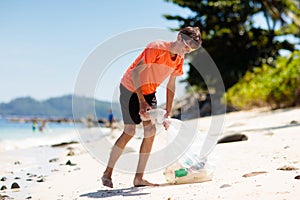 Plastic garbage. Sea pollution. Beach clean up