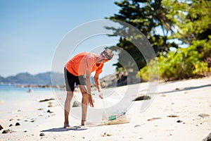 Plastic garbage. Sea pollution. Beach clean up