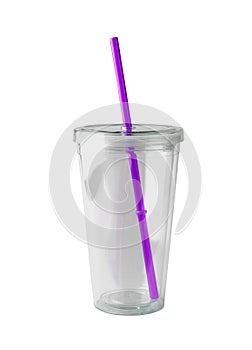 Plastic glass with purpule tubule