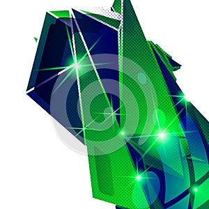 Plastic grain fond, emerald 3d geometric template