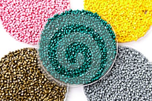 The plastic granules. Dye for polypropylene, polystyrene in granules