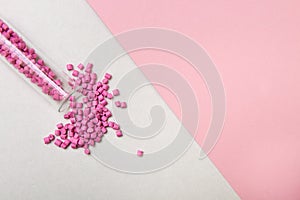 Plastic granules .Plastic raw materials in pellets for industry. Colorant for polymers in granules