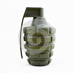 plastic grenade, green color, water bottle