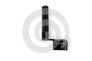 Plastic guitar string winders in black, shot on a white background