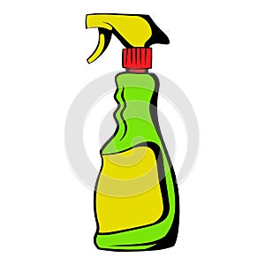 Plastic hand spray bottle icon, icon cartoon