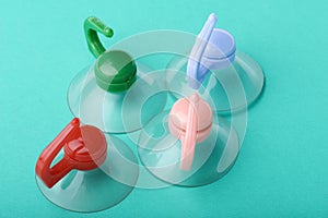 Plastic hook on green close up