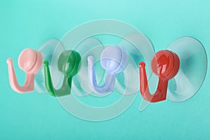 Plastic hook on green macro