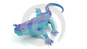 Plastic house lizard toy isolated on white background