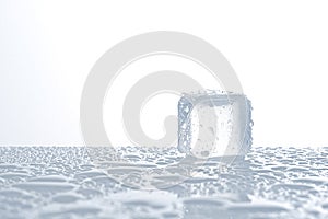 plastic ice cube with water and blue tint