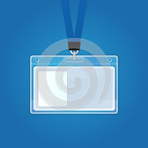 Plastic ID Badge. Identification card icon. photo