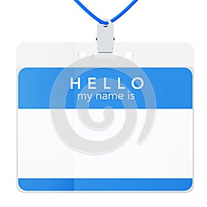 Plastic ID Name Card Badge with Metal Clip. 3d Rendering