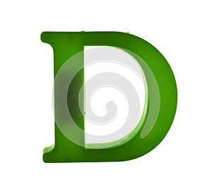 Plastic letter D on magnet isolated on white background