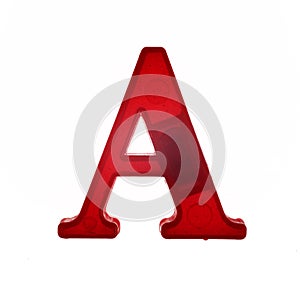 Plastic letter A on magnet isolated on white background