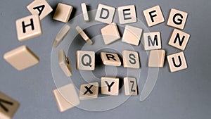 Plastic letters bouncing and showing the alphabet