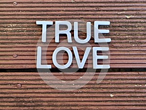 Plastic letters forming the word True Love