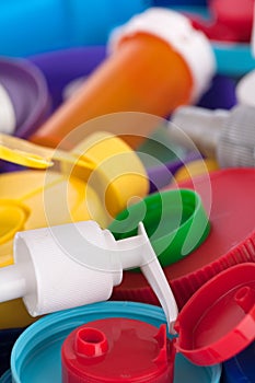 Plastic Lids and Containers Closeup