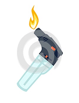 Plastic lighter for kitchen or cigarette gas lighter smoker accessory vector illustration isolated on white background