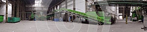 Plastic line panorama in waste treatment factory photo