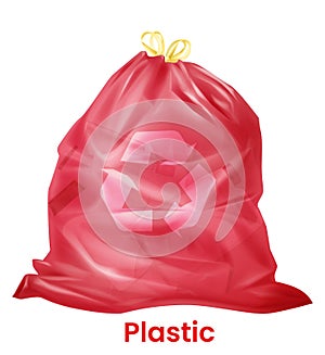 Plastic litter bag. Garbage recycling. Sorted trash