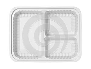 Plastic lunch box three compartment separated top view