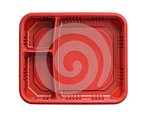 Plastic lunch box three compartment separated top view