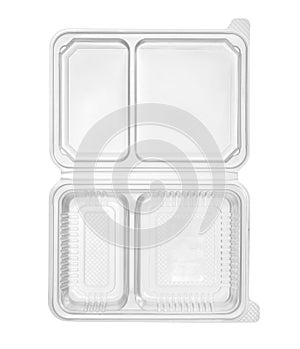 Plastic lunch box two compartment separated top view