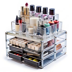 Plastic makeup organizer with multiple drawers for cosmetics