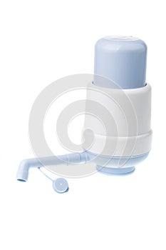 Plastic manual water gallon pump, isolated on white background