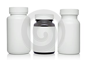 Plastic medical containers for pills isolated