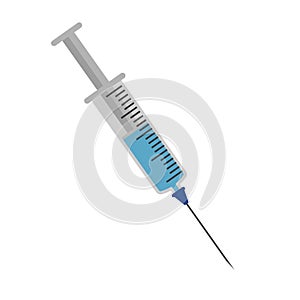 Plastic medical syringe icon with needle isolated on white background, Vector