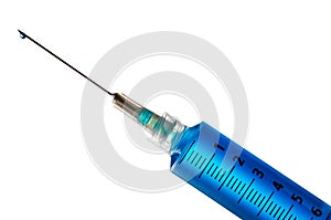 Plastic medical syringe isolated on white background