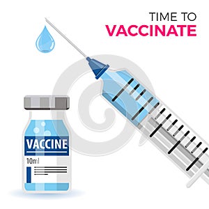 Plastic medical syringe and vial vaccine icon